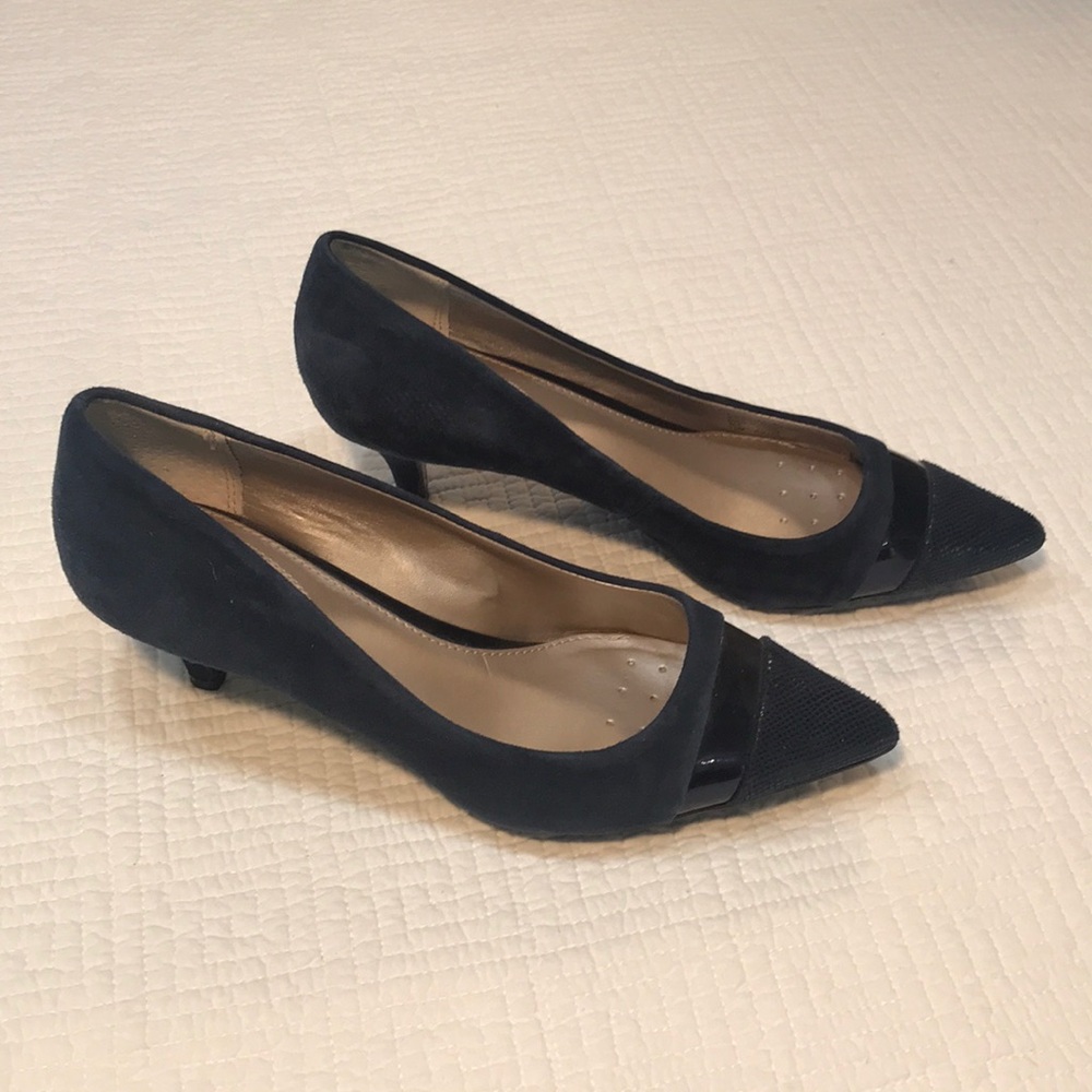 Alfani Women’s step n flex navy leather suede heels size 7.5